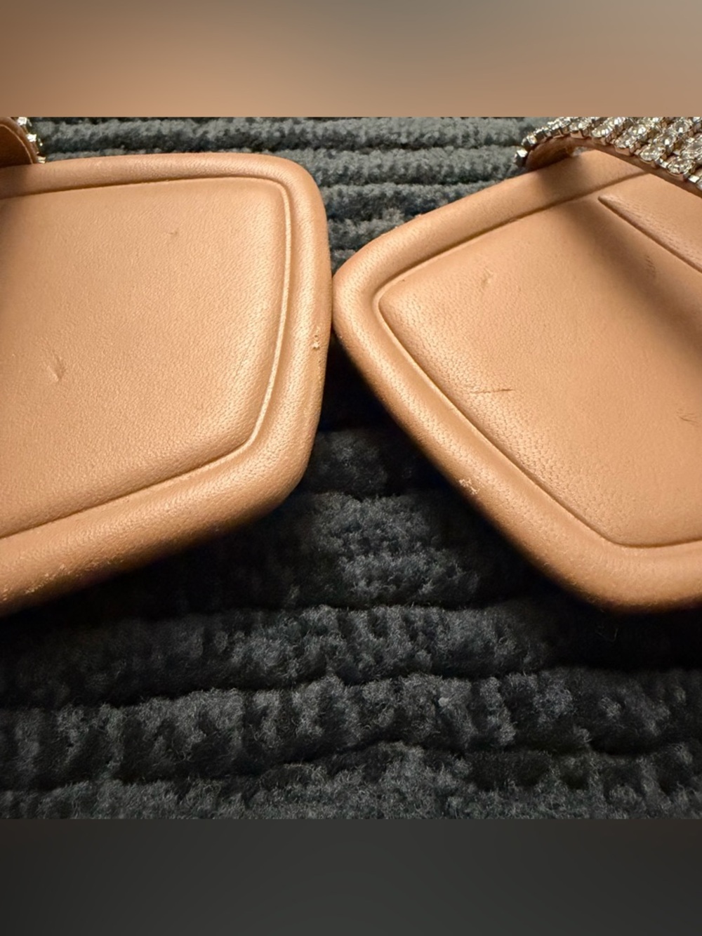 Zara Size 38 Tan/Nude Rhinestone Embellished Strappy Square Toe Sandal - Picture 6 of 6